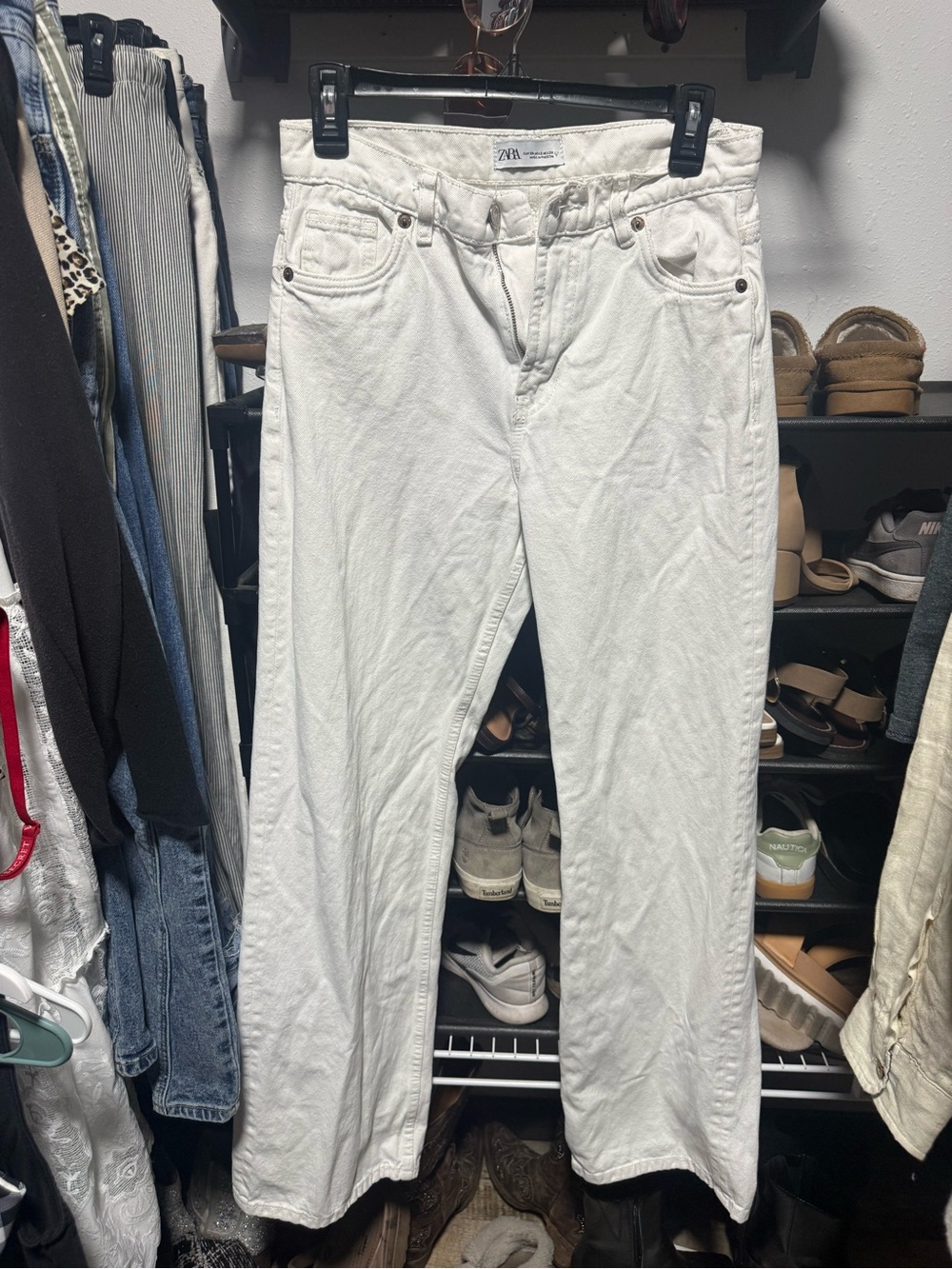 Zara White Wide-Leg High-Rise Jeans